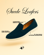 Shoe Vibe Teal Blue Suede Loafers