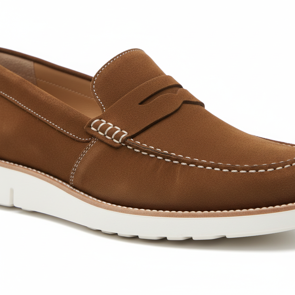 Brown Suede Loafers Detail