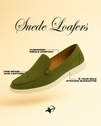 Shoe Vibe Olive Green Suede Loafers