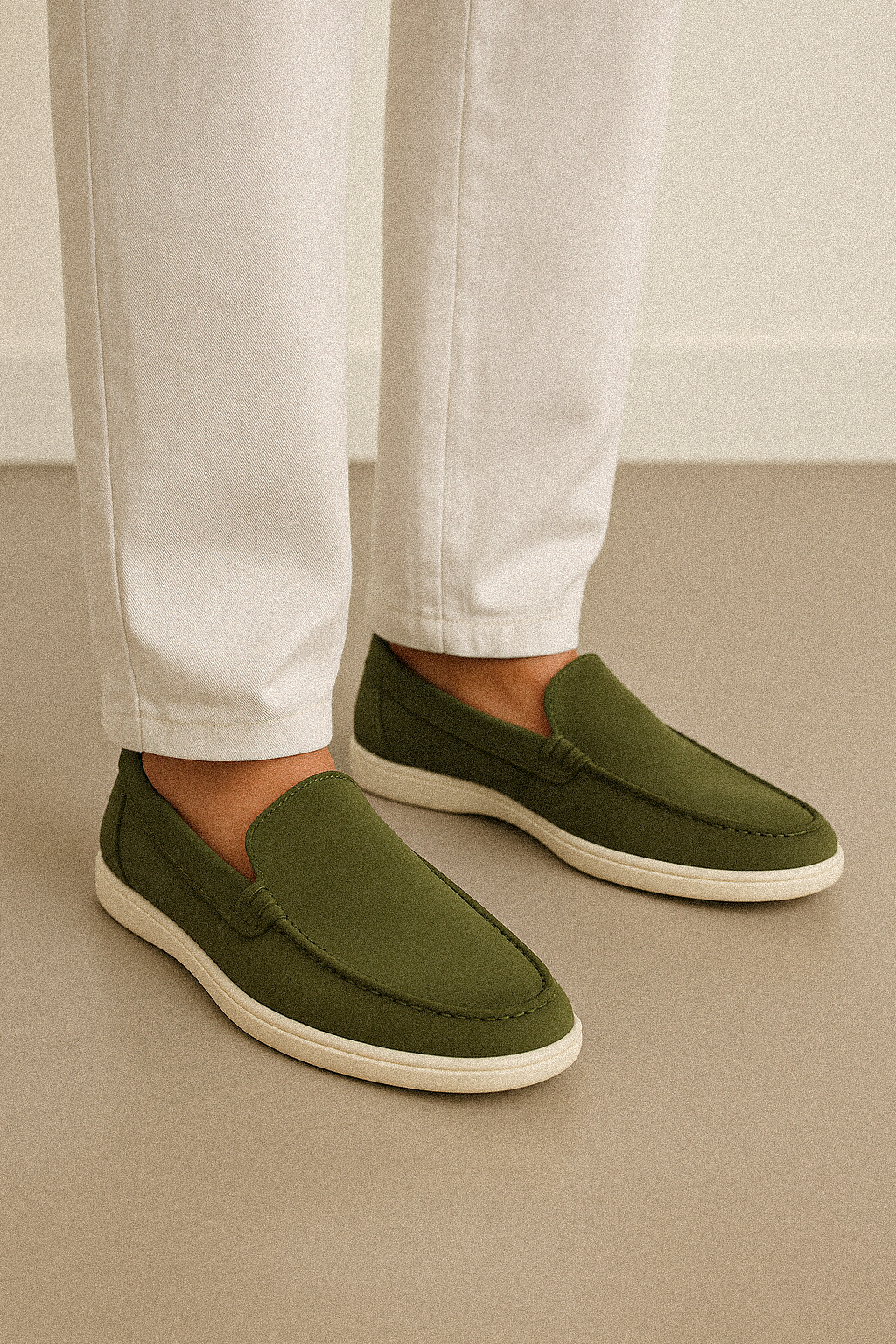 Shoe Vibe Olive Green Suede Loafers
